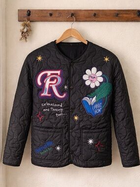 First Row Quilted Patchwork Jacket *Black Size XXL